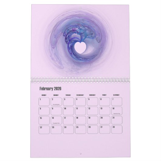 Farbenfrohe Kunstwerke Fraktal Zwölf Monate Kalender (Feb 2026)