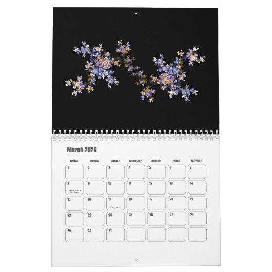 Farbenfrohe Kunstwerke Fraktal Zwölf Monate Kalender (Mär 2026)