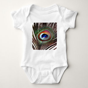 Farbenfrohe Kupfer Peacock Feaather Baby Strampler