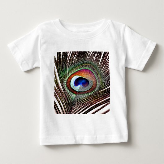 Farbenfrohe Kupfer Peacock Feaather Baby T-shirt (Vorderseite)