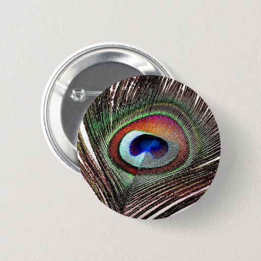 Farbenfrohe Kupfer Peacock Feaather Button (Vorne & Hinten)