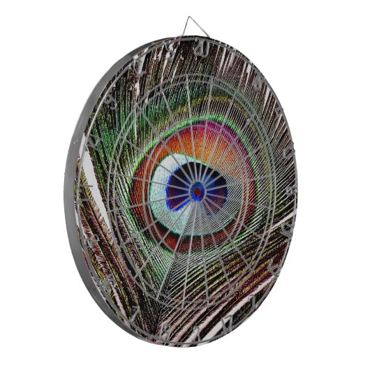 Farbenfrohe Kupfer Peacock Feaather Dartscheibe (Vorderseite Links)