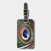 Farbenfrohe Kupfer Peacock Feaather Gepäckanhänger (Vorderseite vertikal)