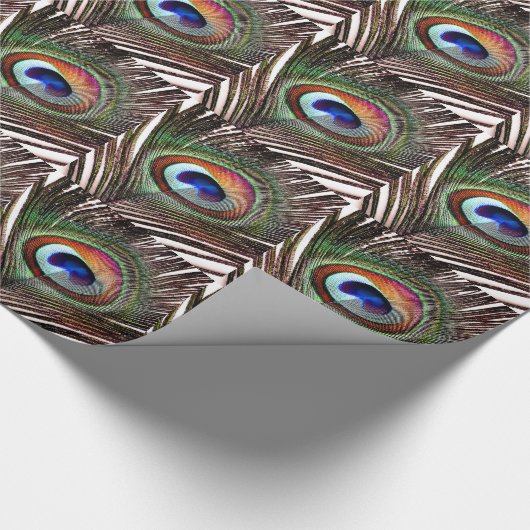 Farbenfrohe Kupfer Peacock Feaather Geschenkpapier (Ecke)
