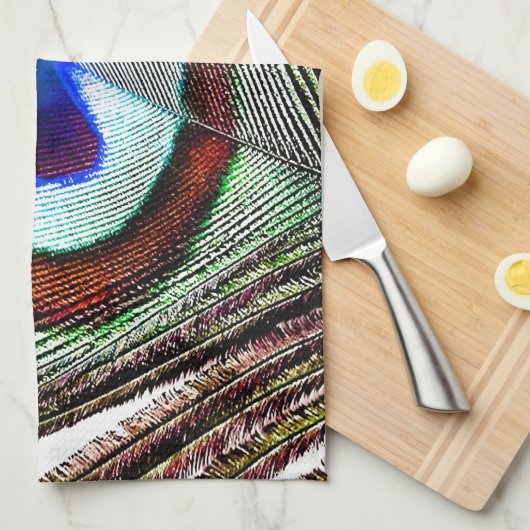 Farbenfrohe Kupfer Peacock Feaather Geschirrtuch (Viertel Falte)