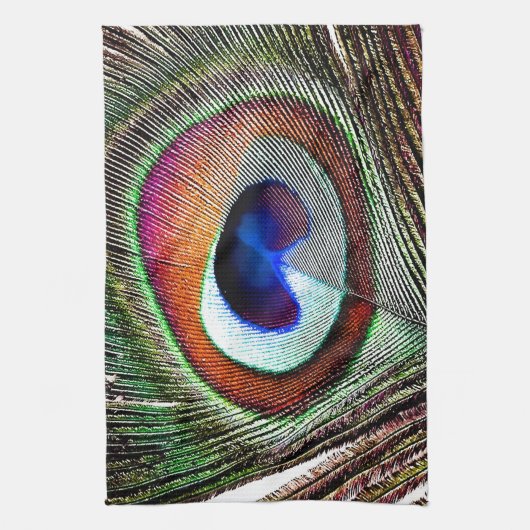 Farbenfrohe Kupfer Peacock Feaather Geschirrtuch (Vertikal)