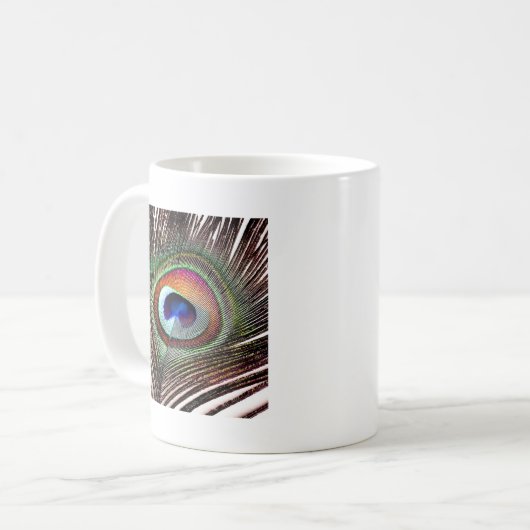 Farbenfrohe Kupfer Peacock Feaather Kaffeetasse (Vorderseite Links)