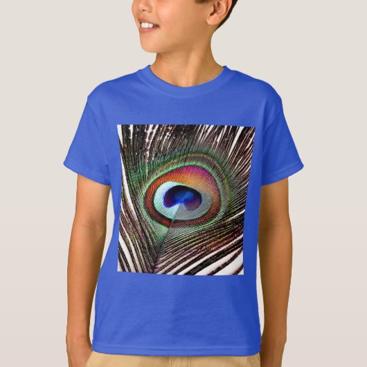 Farbenfrohe Kupfer Peacock Feaather T-Shirt (Vorderseite)