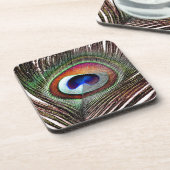 Farbenfrohe Kupfer Peacock Feaather Untersetzer (Linke Seite)