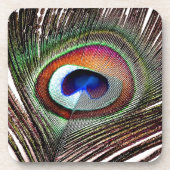 Farbenfrohe Kupfer Peacock Feaather Untersetzer (Vorderseite)