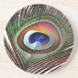 Farbenfrohe Kupfer Peacock Feaather Untersetzer