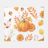 Farbenfrohe Kürbis im Oktober Herbstmuster Fleecedecke (Vorderseite (Horizontal))