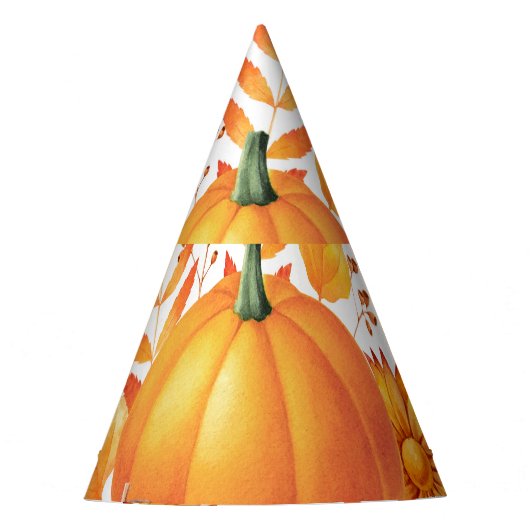 Farbenfrohe Kürbis im Oktober Herbstmuster Partyhütchen (Vorderseite)