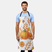 Farbenfrohe Kürbis im Oktober Herbstmuster Schürze (Getragen)