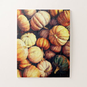 Farbenfrohe Kürbisdekoration Display Erntedank Puzzle