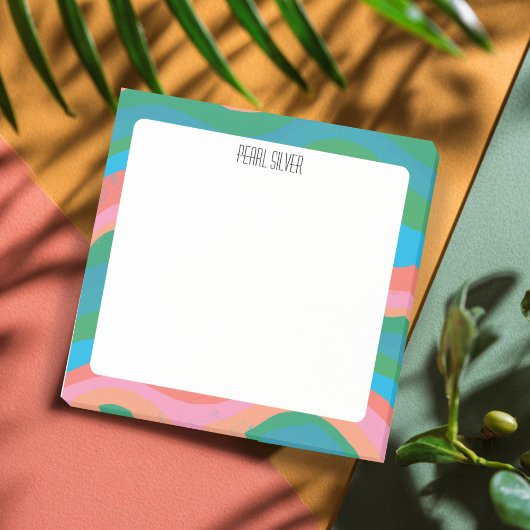 Farbenfrohe Kurven CUSTOM Chic Monogramm Personali Post-it Klebezettel