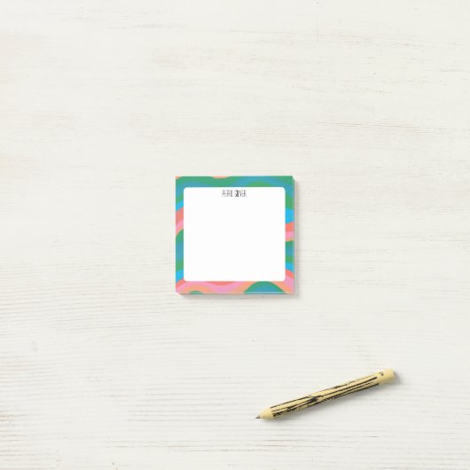 Farbenfrohe Kurven CUSTOM Chic Monogramm Personali Post-it Klebezettel (Auf Schreibtisch)