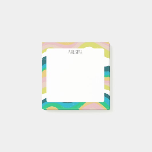 Farbenfrohe Kurven CUSTOM Chic Monogramm Personali Post-it Klebezettel (Vorderseite)