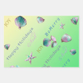 Farbenfrohe Küste Rosa, Blau und Grün Weihnachten Geschenkpapier Set (Vorderseite)