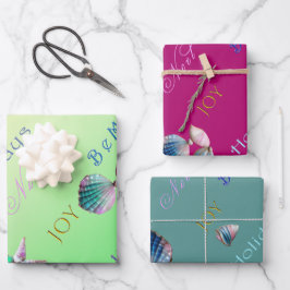 Farbenfrohe Küste Rosa, Blau und Grün Weihnachten Geschenkpapier Set
