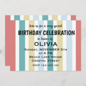 Farbenfrohe Küstenstrände zum Geburtstag Einladung (Vorne/Hinten)