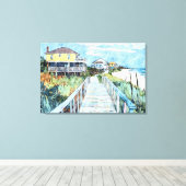 Farbenfrohe Küstenstrasse und Strandhäuser Leinwanddruck (Insitu (Holzboden))