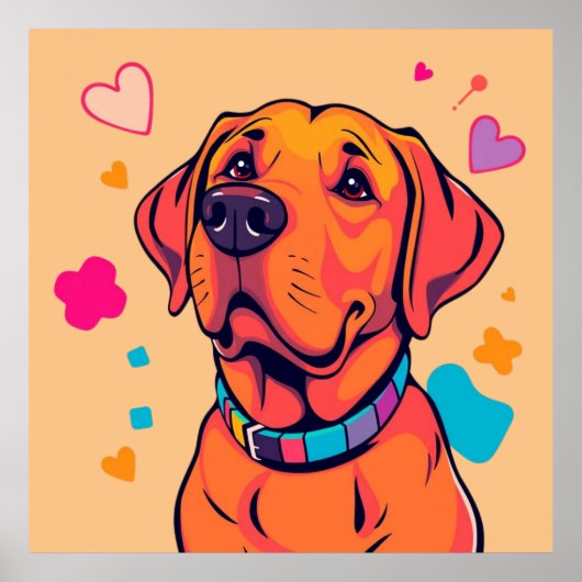 Farbenfrohe Labrador Hunde Kunst Poster (Vorne)