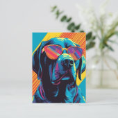 Farbenfrohe Labrador mit Sonnenbrille Postkarte (Stehend Vorderseite)