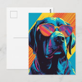 Farbenfrohe Labrador mit Sonnenbrille Postkarte (Vorne/Hinten)