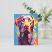 Farbenfrohe Labrador Postkarte (Stehend Vorderseite)