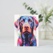 Farbenfrohe Labrador Postkarte (Stehend Vorderseite)