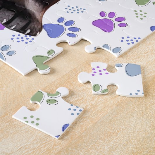 Farbenfrohe Labrador Retriever Puppy Paw Prints Puzzle (Seite)