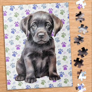 Farbenfrohe Labrador Retriever Puppy Paw Prints Puzzle