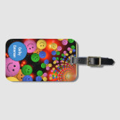 Farbenfrohe LächelGesichte & Niedliche Glückssträh Gepäckanhänger (Vorderseite (Horizontal))