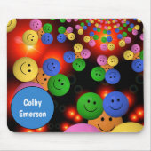 Farbenfrohe LächelGesichte & Niedliche Glückssträh Mousepad (Vorne)