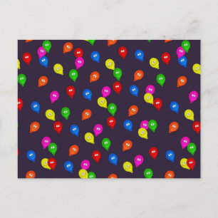 Farbenfrohe Lächeln Balloons schwarz Postkarte