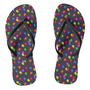 Farbenfrohe Lächeln Balloons Schwarze Flip Flops Badesandalen