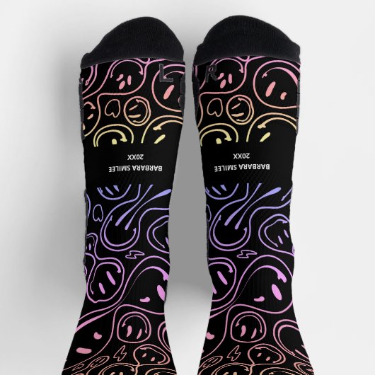 Farbenfrohe, lächelnde Gesichtshälfte Melken Smile Socken (Oben)