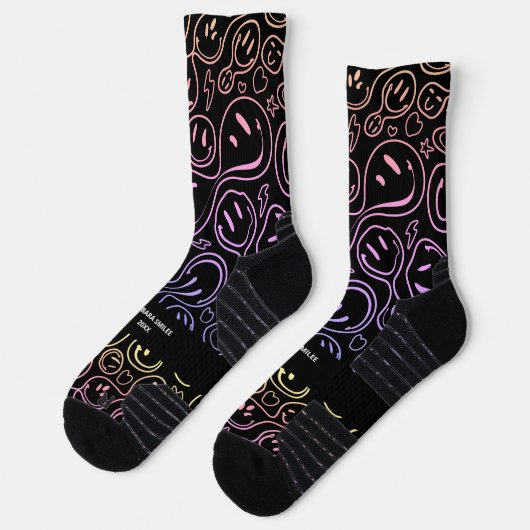 Farbenfrohe, lächelnde Gesichtshälfte Melken Smile Socken (Links)