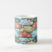 Farbenfrohe lächelnde Wolken Kaffeetasse (Mittel)