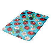 Farbenfrohe Ladybug-Muster mit Blume Badematte (Schrägansicht)