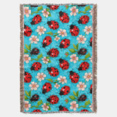 Farbenfrohe Ladybug-Muster mit Blume Decke (Vorderseite Vertikal)