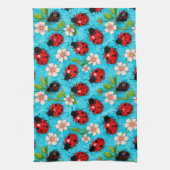 Farbenfrohe Ladybug-Muster mit Blume Geschirrtuch (Vertikal)