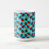 Farbenfrohe Ladybug-Muster mit Blume Kaffeetasse (Mittel)