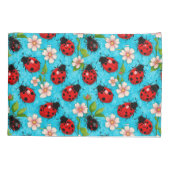 Farbenfrohe Ladybug-Muster mit Blume Kissenbezug (Rückseite)