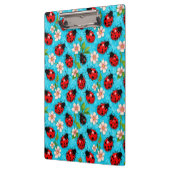 Farbenfrohe Ladybug-Muster mit Blume Klemmbrett (Links)