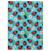 Farbenfrohe Ladybug-Muster mit Blume Klemmbrett (Rückseite)