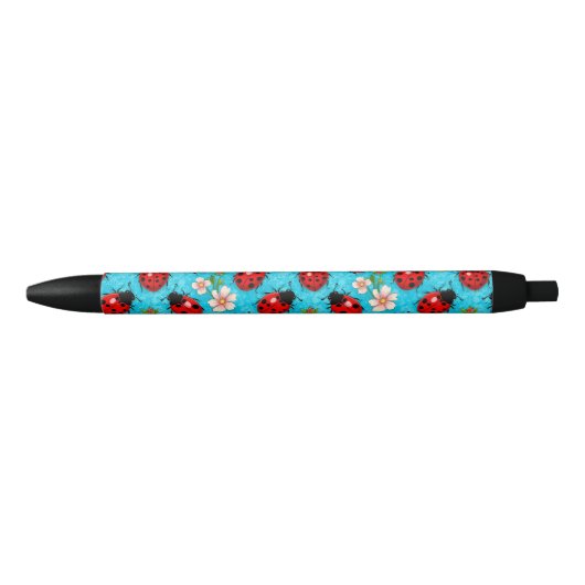 Farbenfrohe Ladybug-Muster mit Blume Kugelschreiber (Vorderseite)