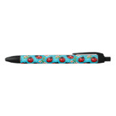 Farbenfrohe Ladybug-Muster mit Blume Kugelschreiber (Oberseite)