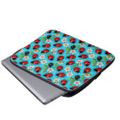 Farbenfrohe Ladybug-Muster mit Blume Laptopschutzhülle (Vorne Knopf)
